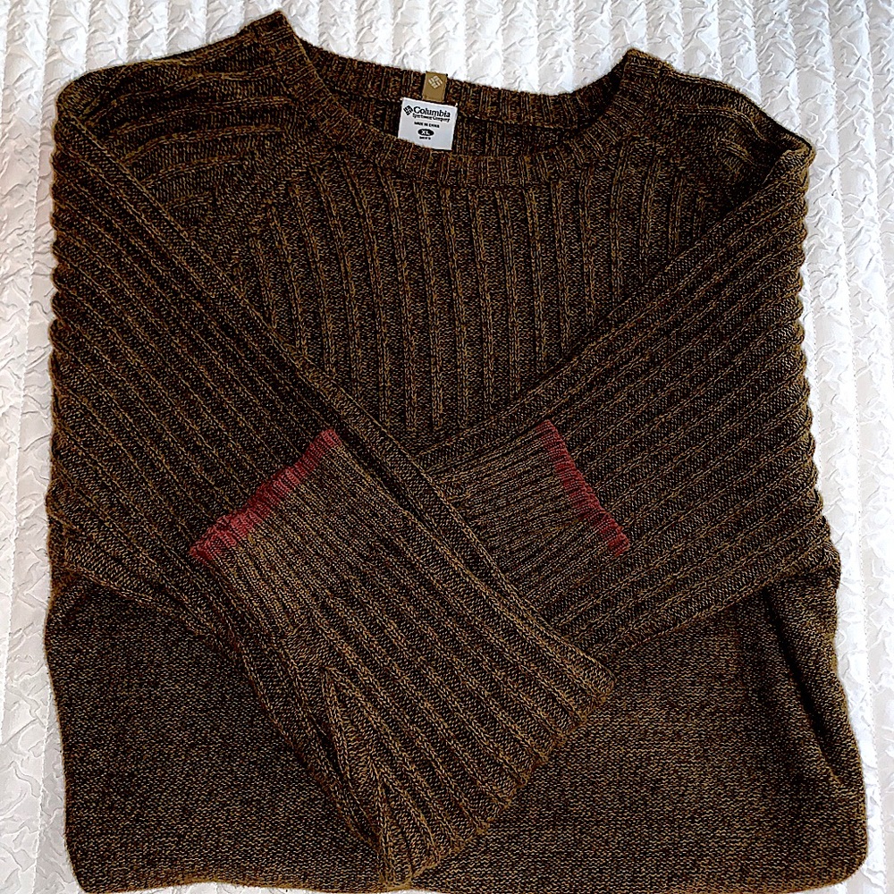 Columbia Heavy Sweater Pull Over Crew Neck Brown